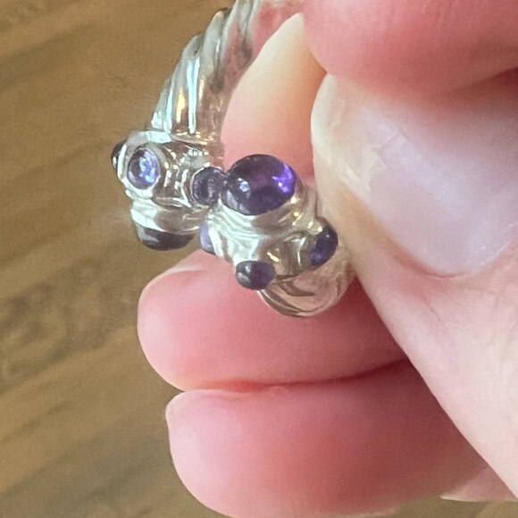 RARE David Yurman Studio Sterling Silver Amethyst Cable Cuff + Ring Set - Picture 3 of 10